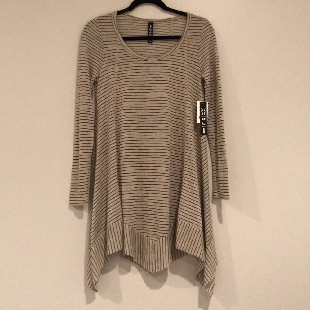 NWT Design Lab Taupe and Black Striped Dress